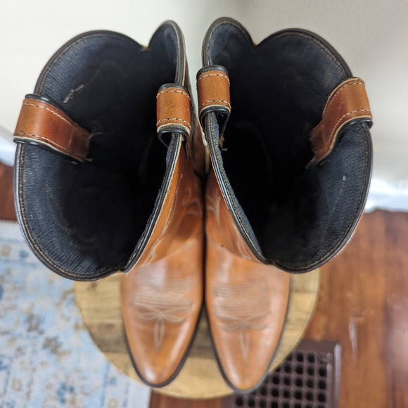 VINTAGE Avonite Hypalon Cowboy Boots, Honey/Cognac Brown (SIZE 9 EE/Extra Wide) - Picture 9 of 13
